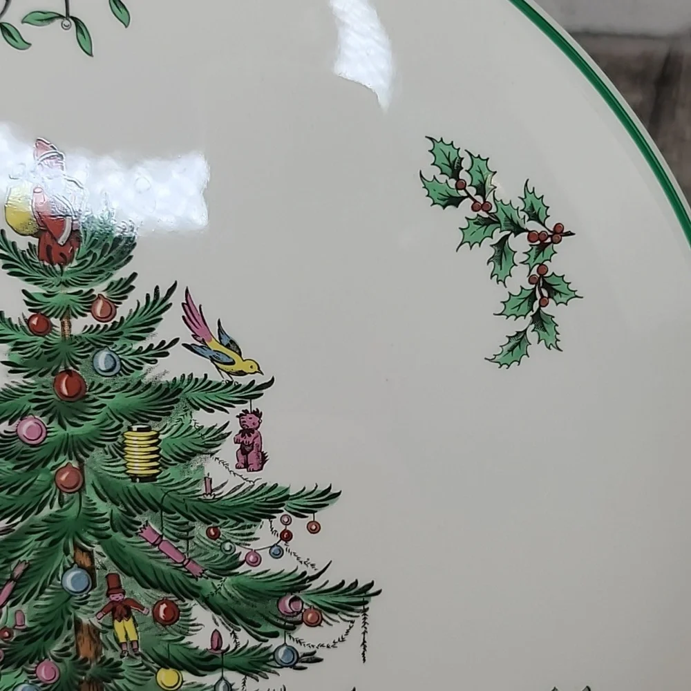 Spode Christmas Tree Classic Collectible Ceramic Round Cake Plate Vintage
